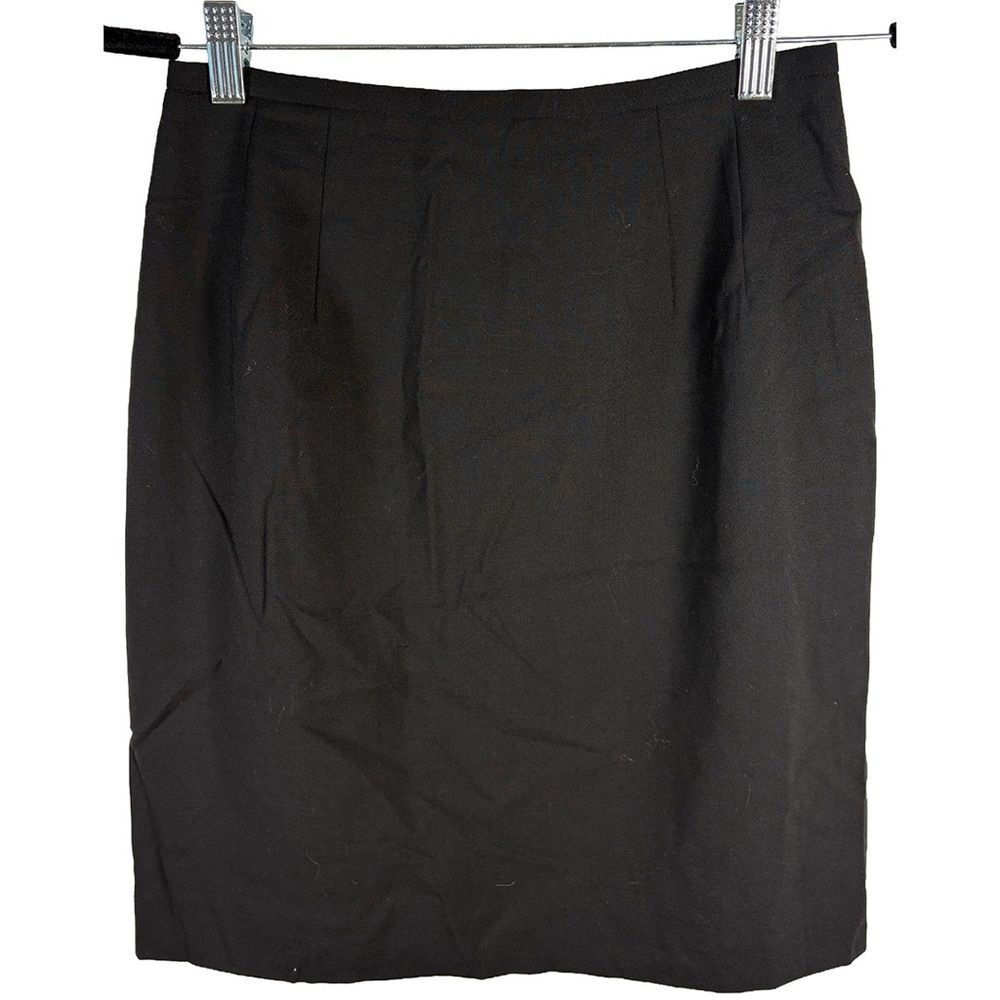Talbots Black Wool Skirt Size 4 Made in Japan Lined Classic A Line Knee Length